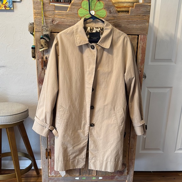 Talbots Jackets & Blazers - Talbots Tan Women's Trench Coat size 12, Animal Print Lining
